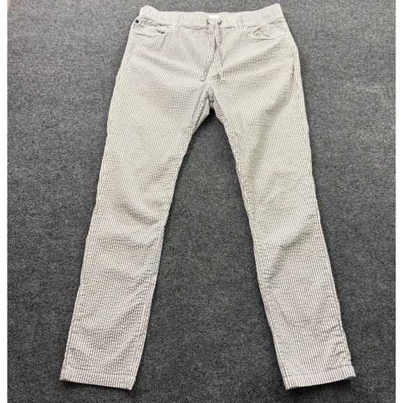 Civil Society Other - Civil Society Skinny Seersucker Pants Mens XL 36 White Navy Blue Striped READ